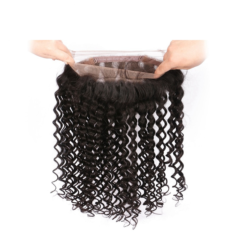 360 Lace Frontal Band Curly Wave Brazilian Hair